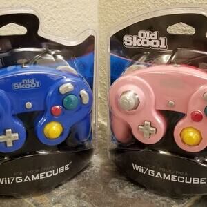 2 Gamecube Controllers - Blue & Pink (NEW) - Nintendo - Old Skool